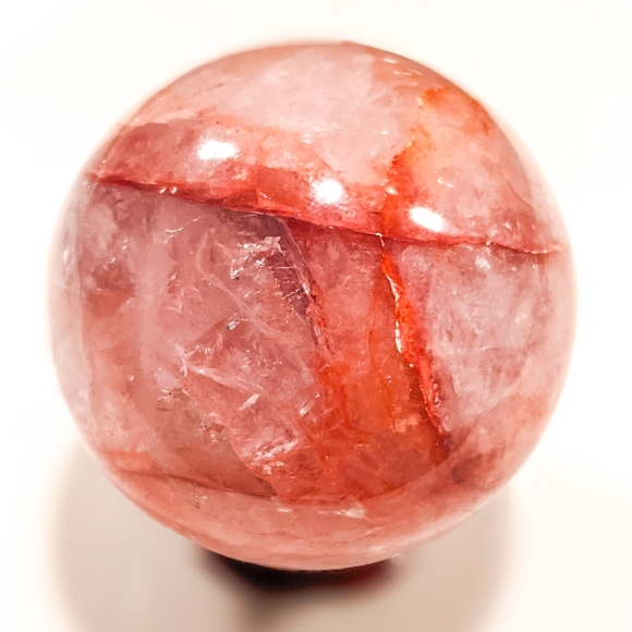 6cm Strawberry Quartz Crystal Ball Sphere with Walnut Wooden Stand 212g+ 55-60mm - Picture 2 of 8